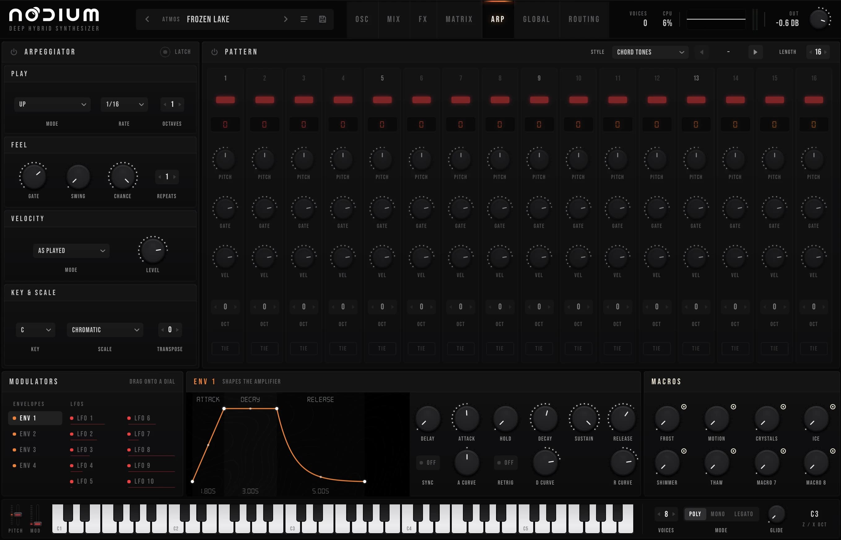 Nodium arpeggiator page