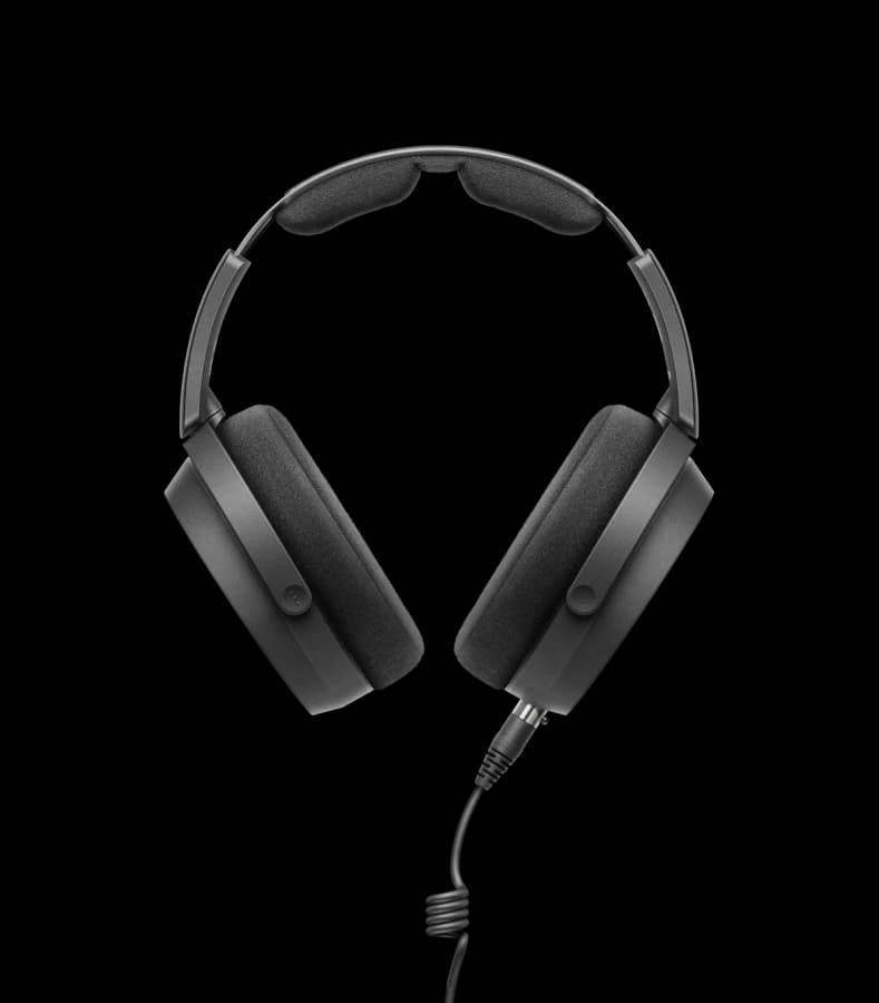 Black Sennheiser HD 490 PRO headphones, front view with velour ear pads