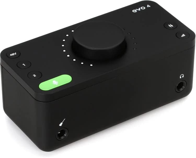 Audient EVO 4 audio interface showing its controls and connections