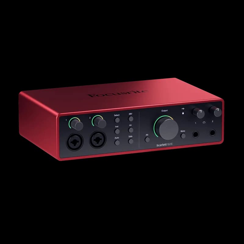 Focusrite Scarlett 16i16 · 4th Gen audio interface showing its controls and connections