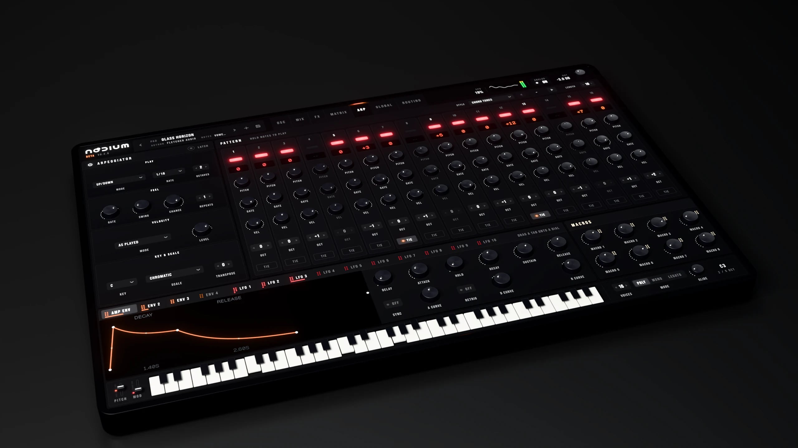 Nodium arpeggiator page render
