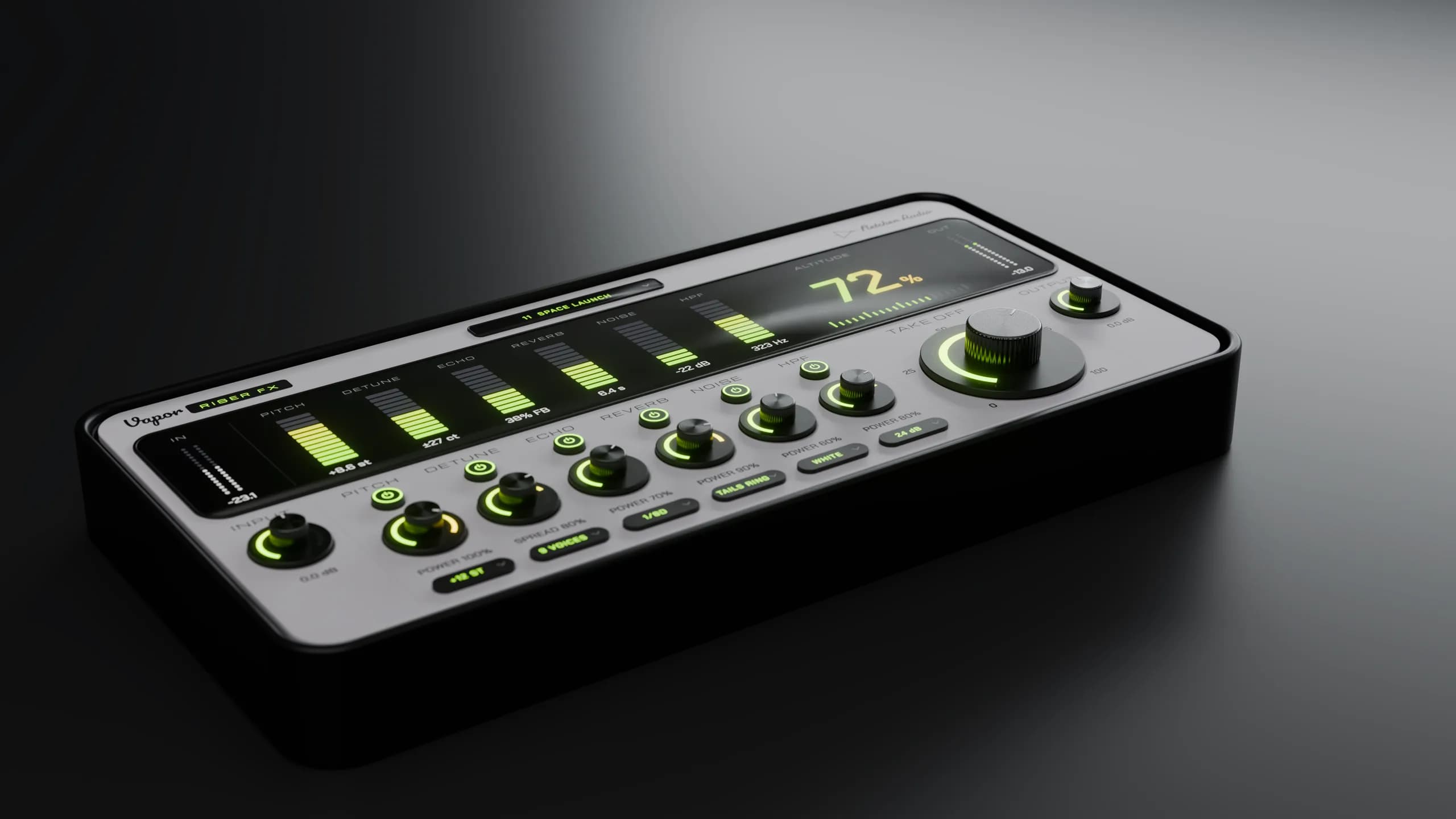 Vapor Riser FX studio render with illuminated effect controls